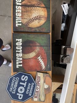 ASSORTED SPORTS SIGNS & CANVAS