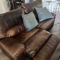 Leather Reclining Sofa & Chair 