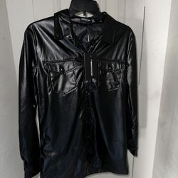 PrettyLittleThing Leather Longline Shirt Jacket