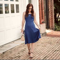 Forever 21 sundress size M Summer navy straps flared