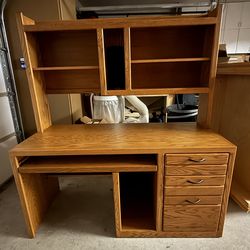 Furniture in the Raw Oak Computer Desk With Removable Hutch