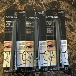 Lot of 3 CoverGirl Perfect Point Plus Liquid Eyeliner, Black Onyx 