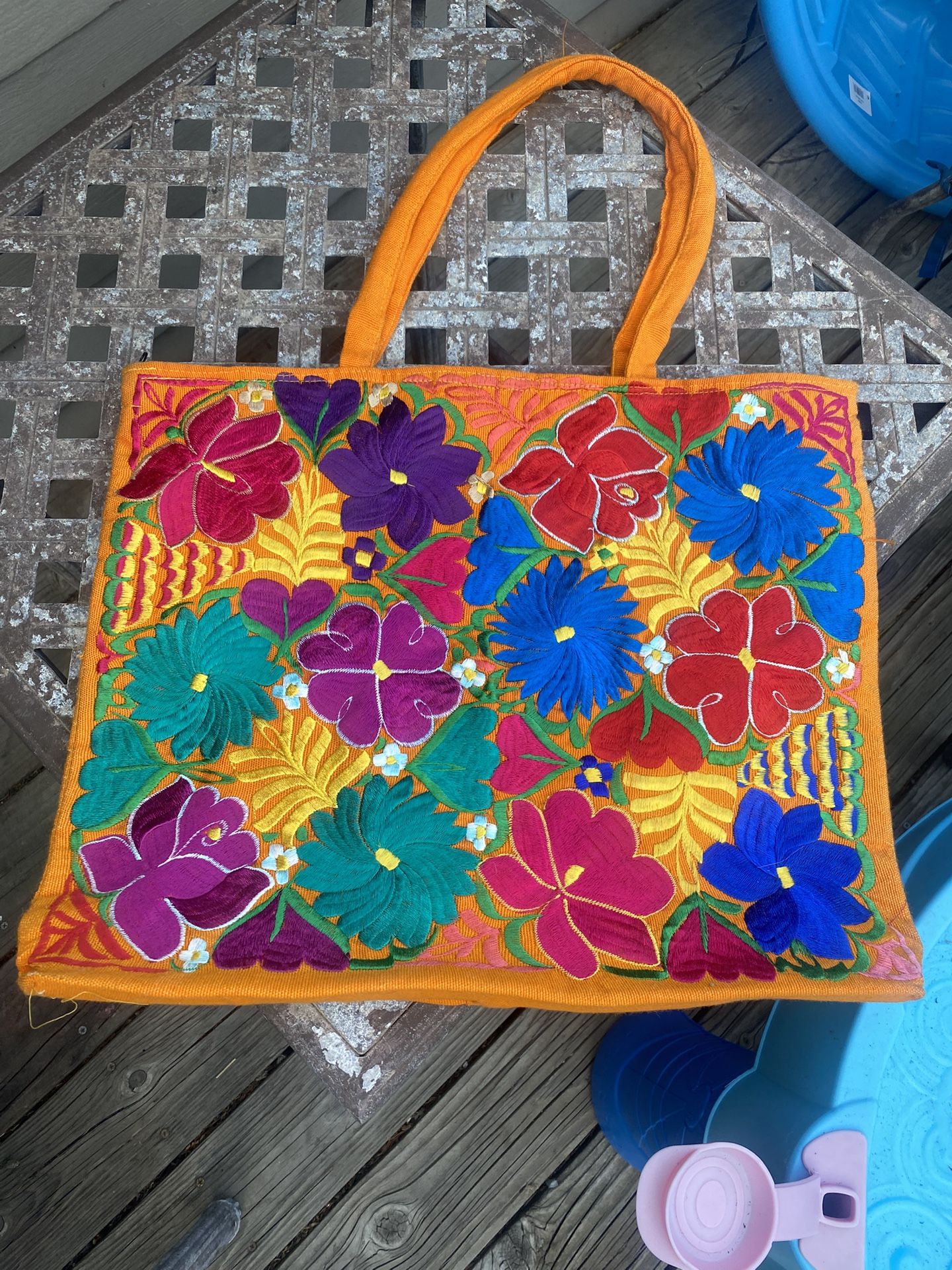 Orange Flower Tote