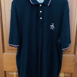 Original Penguin Polo Shirt 2XLT Navy Blue ,100% Cotton , Like New 