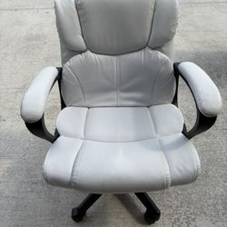 White leather swivel chair. Perfect condition.