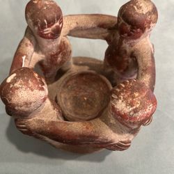 Ten Thousand Villages Statue Four Friends With Candle Holder