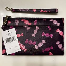 Brand New NWT KATE SPADE Staci Candy Shop Wrapper Medium Wristlet Double Zip Purple/Pick Up Only 77090 Area