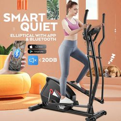 Tikmboex APP Elliptical Machine Elliptical Exercise Machine for Home Use with Adjustable 10 Levels Magnetic Resistance & LCD Display for Indoor Fitnes