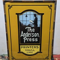 Antique "The Anderson Press" Trade Sign Very Heavy