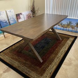 Beautiful Brand New Solid Wood Shaped Edge Dining Table 