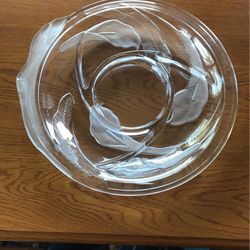 Beautiful Crystal Etched Platter With Calla lilies