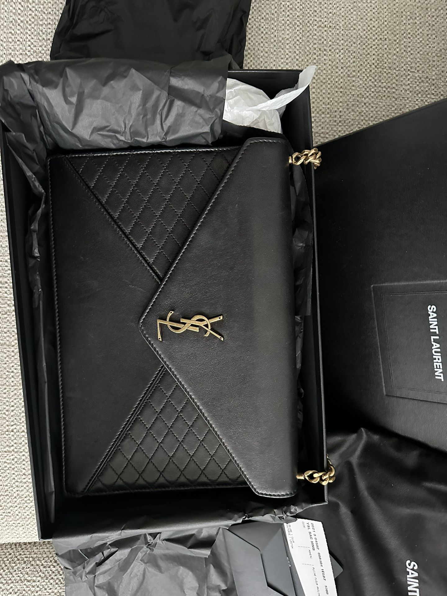 YSL Gaby Chain Bag In Quilted Lambskin Black