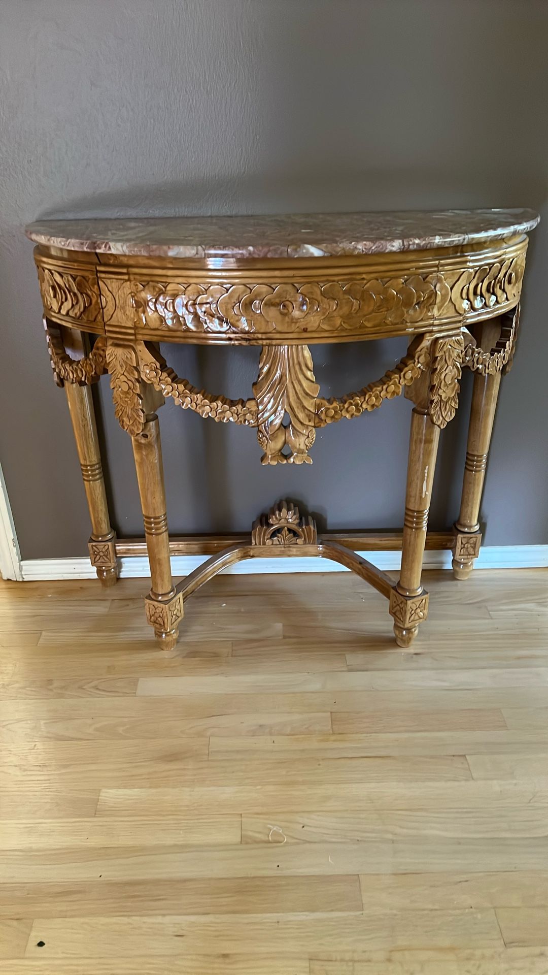 Antique Table With Real Stone Top