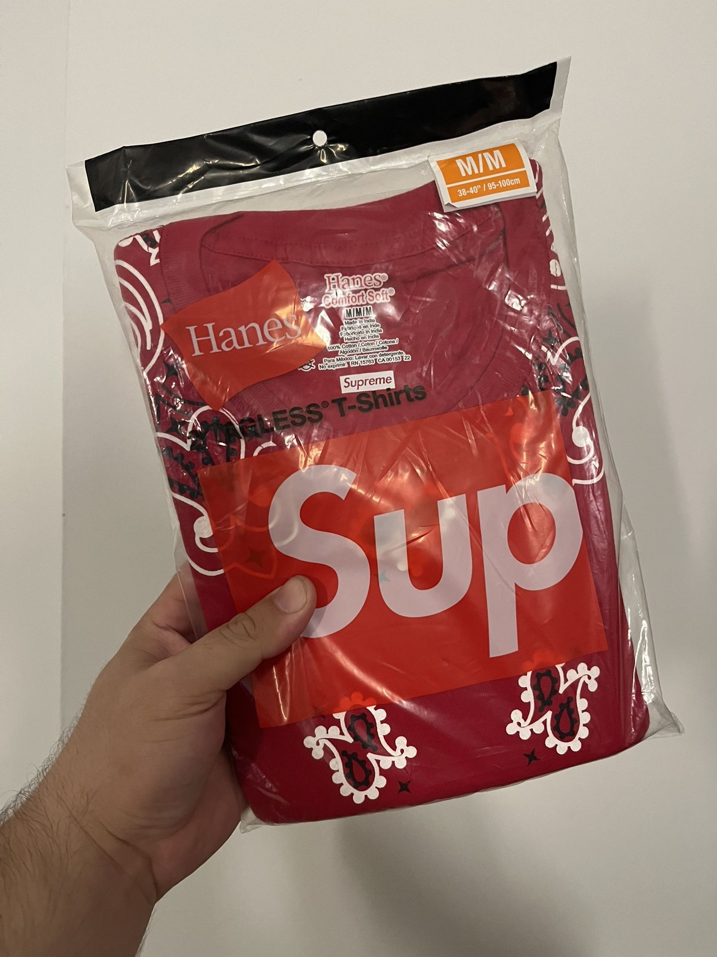 Supreme Hanes Cotton T-Shirt RED PAISLEY