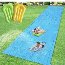 40FT Slip Lawn Water Slide Giant Slip, Splash XL Heavy Duty w 2 Body Boards 7 Ft