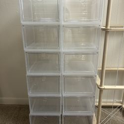 12 Pack Clear Shoe Storage Organizer with Magnetic Door