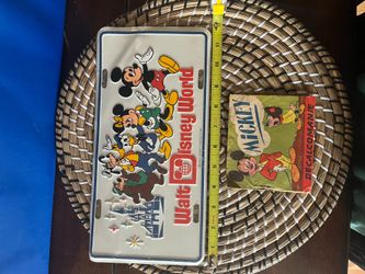 Vintage Walt Disney license plates (sealed) With Disney decals