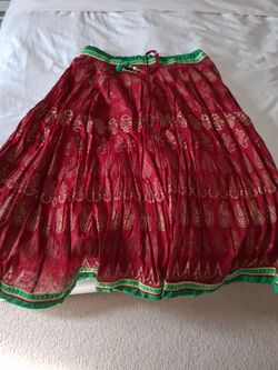 Red and Gold Indian Lehenga Skirt