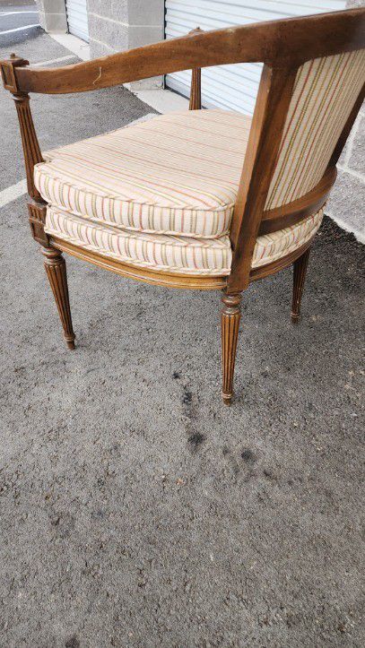 Vintage Antique Chair Fabric And Wood
