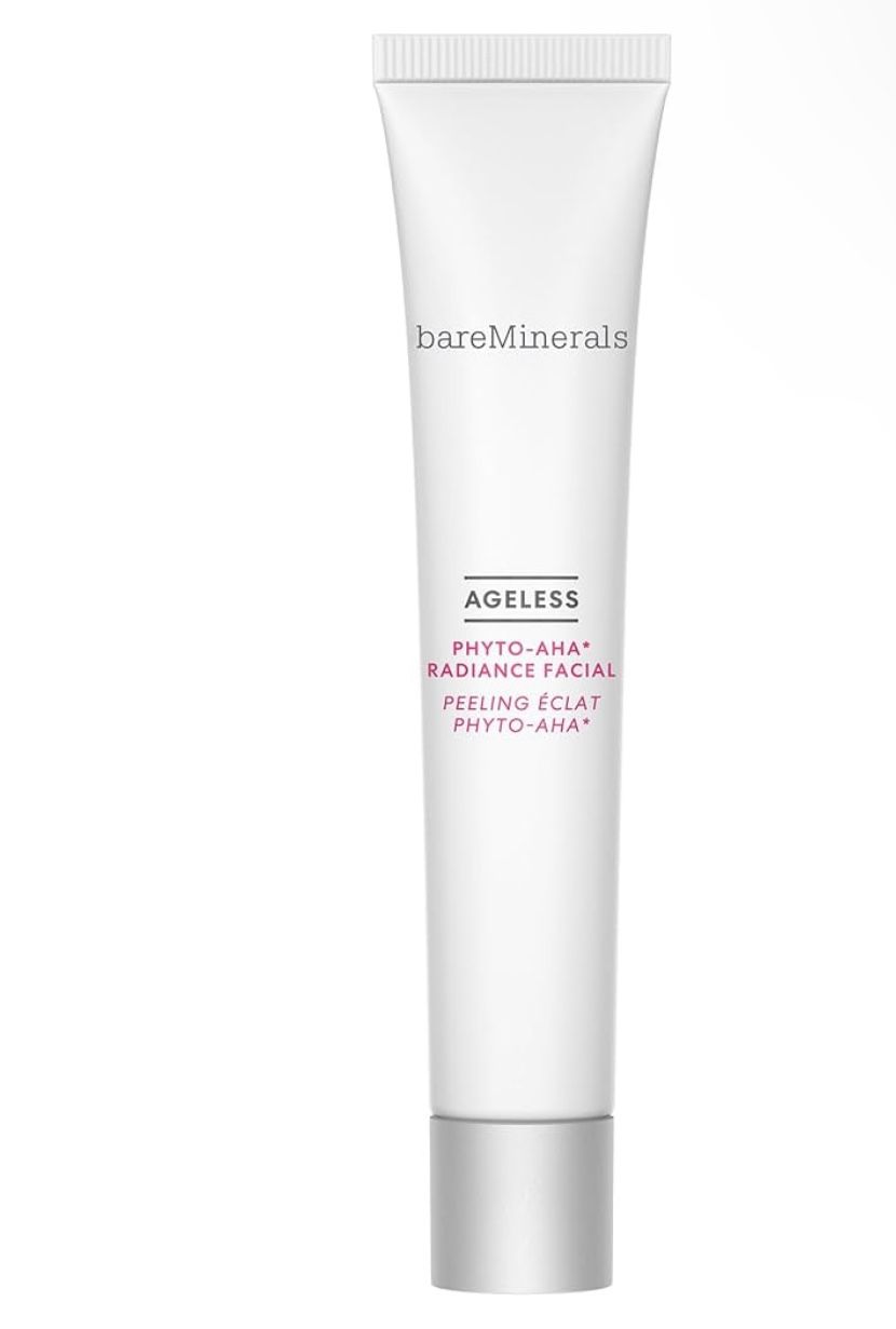 bareMinerals Ageless Phyto-AHA Radiance Facial with Plant-Based AHA Alternative, 3-in-1 Peel, Gentle Face Exfoliator + Resurfacing Mask, Vegan