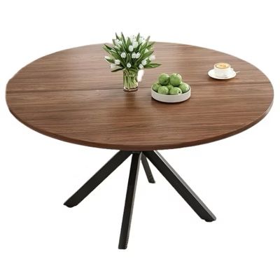 Dining Table with four sturdy table legs, Round Table for Kitchen or Living Room, Brown, 45.2"*45.2"*29.5"