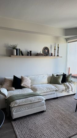 Cream 120”  Sectional Sofa with Ottoman