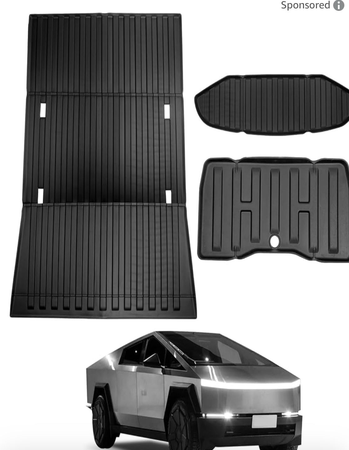 LANSAN Cybertruck Accessories, Truck Bed Mat,Cargo Liner,Frunk Mat Rear Sub Trunk Mat for Tesla Cybertruck 2024 2023(TPE)