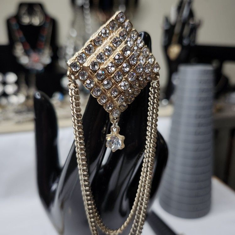 90s Rhinestone Lapel Brooch