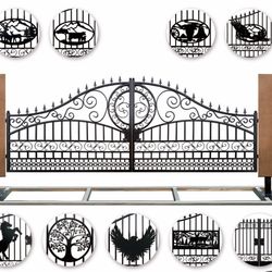 Heavy-duty steel double swing gate