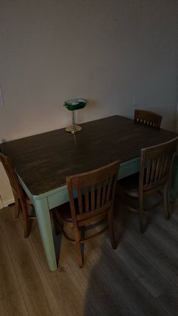 Wood Top Dining Table with 4 Chairs