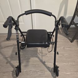 4 wheel walker with Hand Breaks & Seat with Back Rest