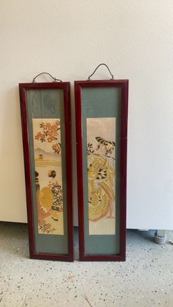 Framed Japanese Geisha Art Panels – Set of 2