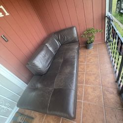 Brown Leather Sofa 2 Piece 