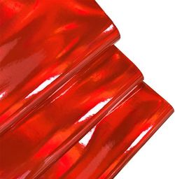 Red Holographic Faux Leather Fabric Roll, 12X53, NIB