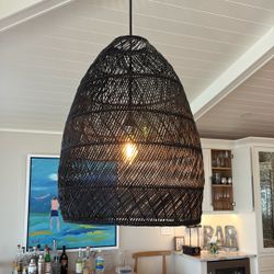 Headlands Rattan Bell Pendant (black)