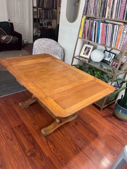 Vintage Wood Table w/ Contained Leaves
