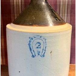 VINTAGE TWO GALLON WHISKEY CROCK STONEWARE