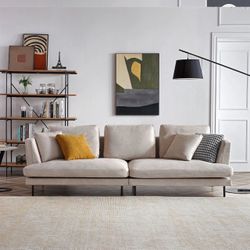 8’ 5” Long, Mario Capasa Modern Apollo 4 Seater Sofa, Micro Fiber Fabric Couch, Living Room, Office, Includes 4 Small Pilllows