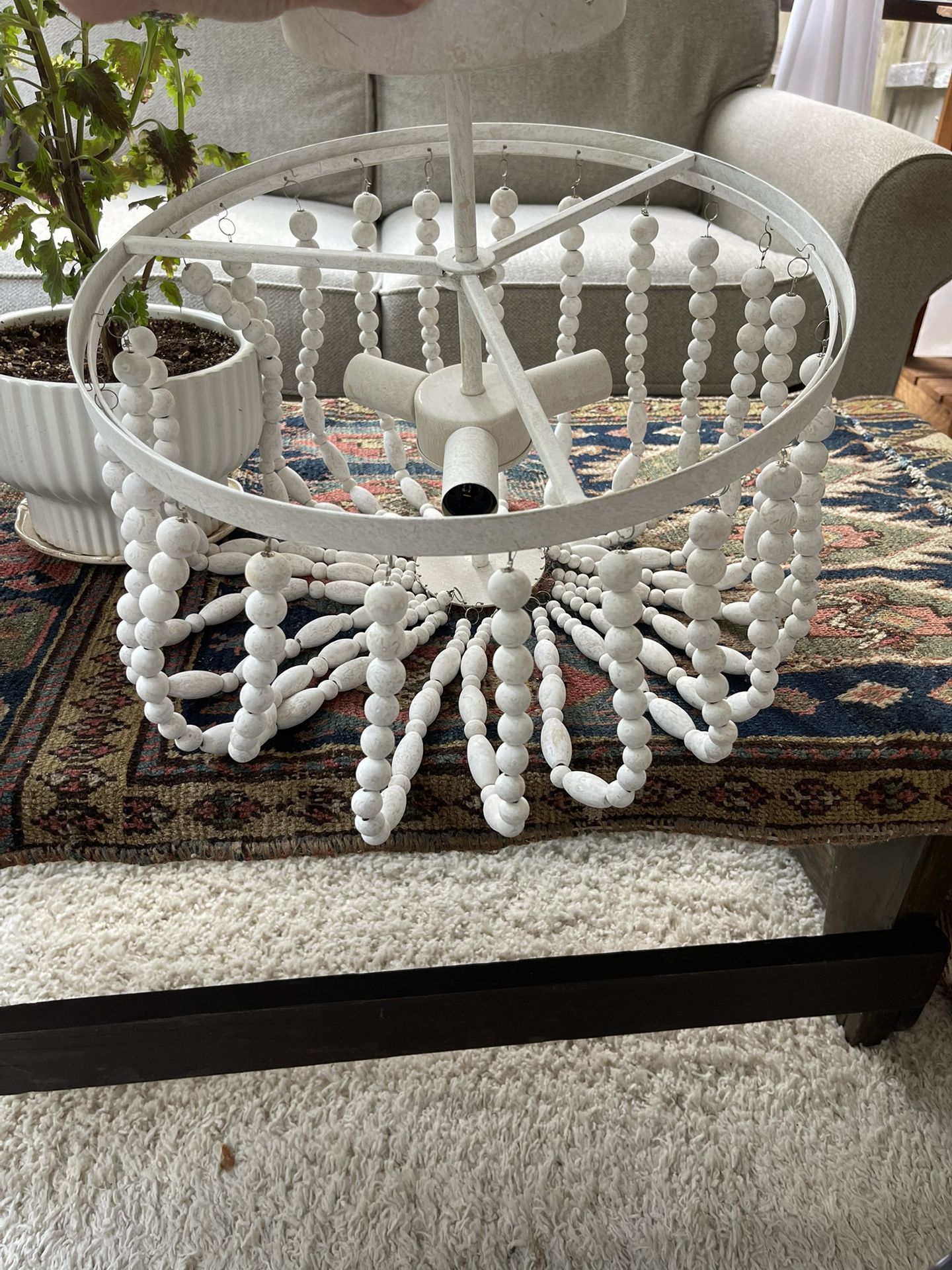 Wood Bead Chandelier