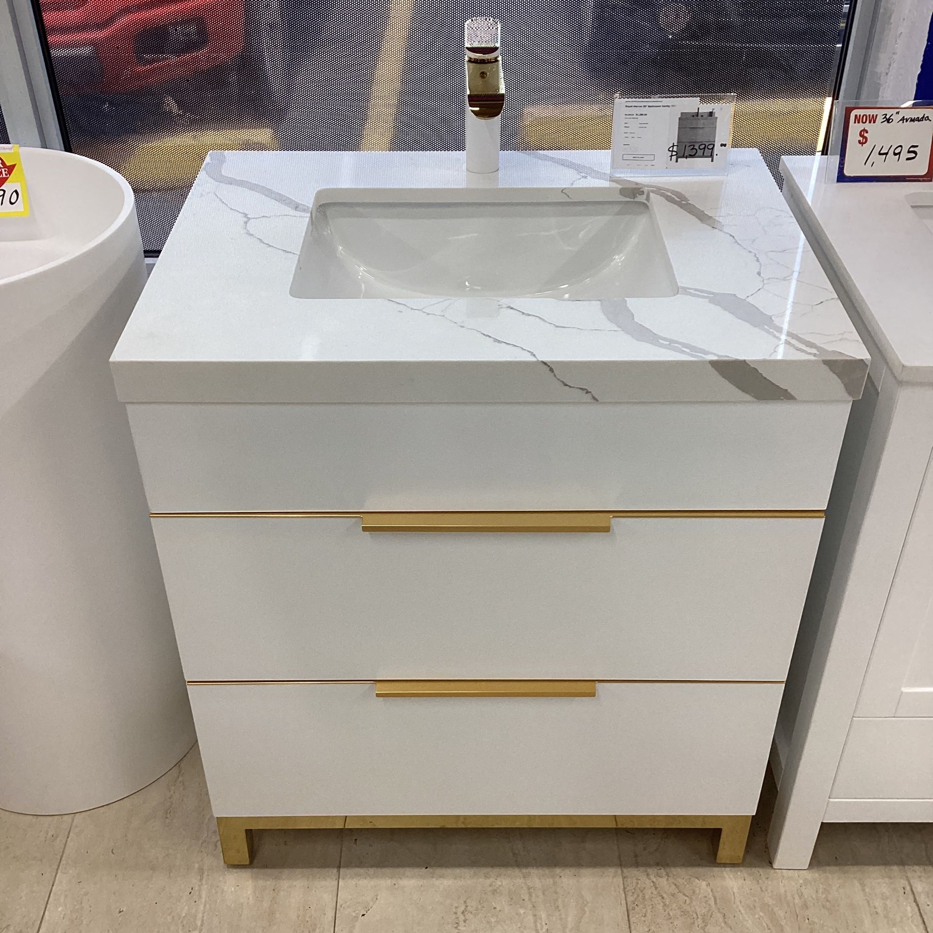 30” White Royal Mercer Bathroom Vanity Solid Wood Soft Close Drawers Quartz Countertop Ceramic Sink ❗️❗️❗️❗️❗️