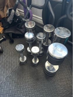 Dumbbells crome pairs 8,15,25,45. 80 cent a https://offerup.com/redirect/?o=cG91bmQuUmVhZA== the comment below.