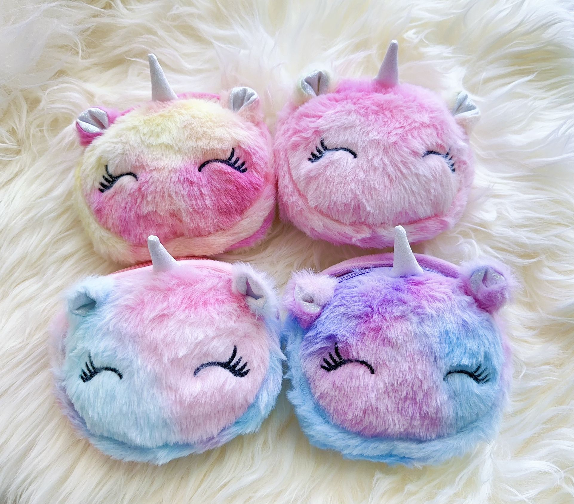 Mini Tie Dye Fluffy Unicorn Crossbody Bag, Soft Mini Bag, Unicorn Bag, Theme Party Bag, Birthday Party Gift, Back to School