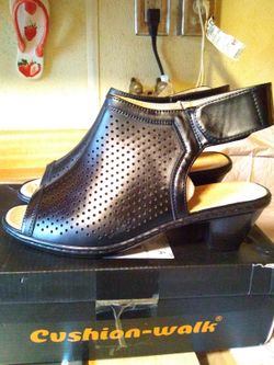 Black Leather Strap Heel