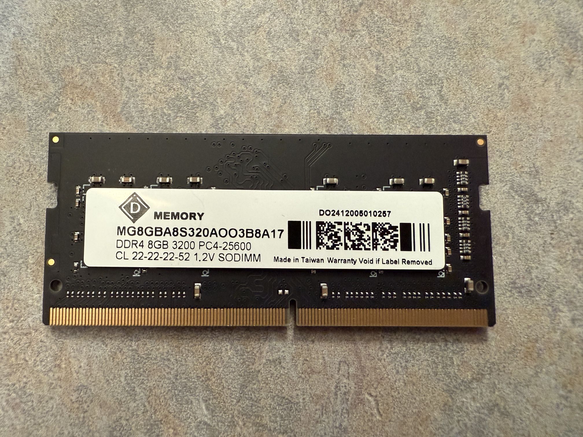 8GB DDR4 3200MHz SODIMM Laptop RAM (Samsung/Dataram)
