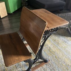 Vintage Cast Iron School Desk