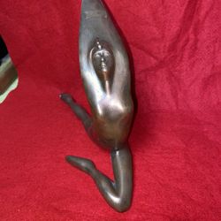 Vintage 7 Inch Tall x 10.5 Inch Width Copper Plated Alabaster Greek Modern Design Statue Imported From Greece