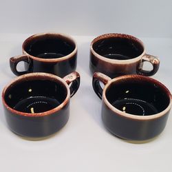 4) Pfaltzgraff Brown Drip Mugs