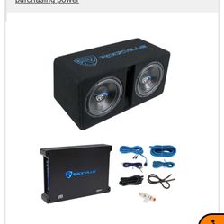 Brand new need used ROCKVILLE AUDIO 2 10” Subs with amp and Wiring included
