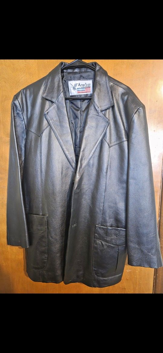 American Black Leather Jacket- Large