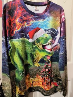 Christmas Dino Sweatshirt Size XXL New